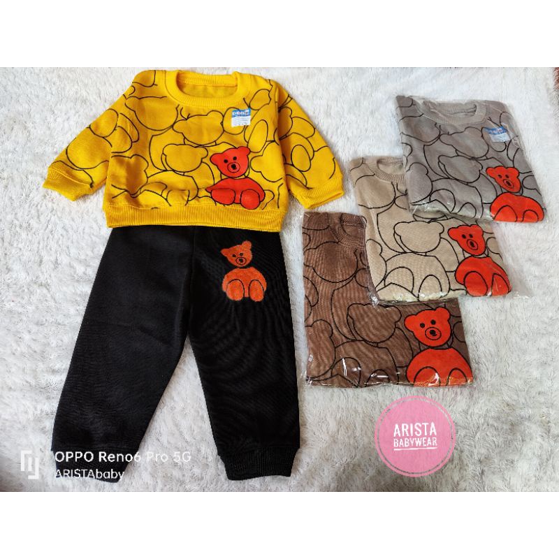 HB-Setelan bayi, atasan sweater celana joger motif beruang