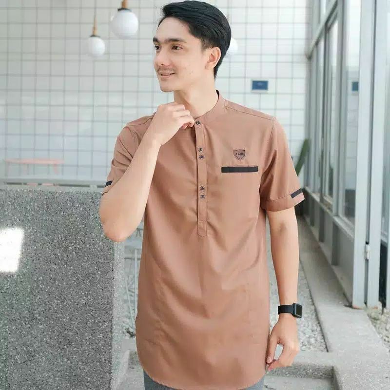 Baju Koko Kurta Dewasa Lengan Pendek Material Catton  Adem Serap Keringat-2