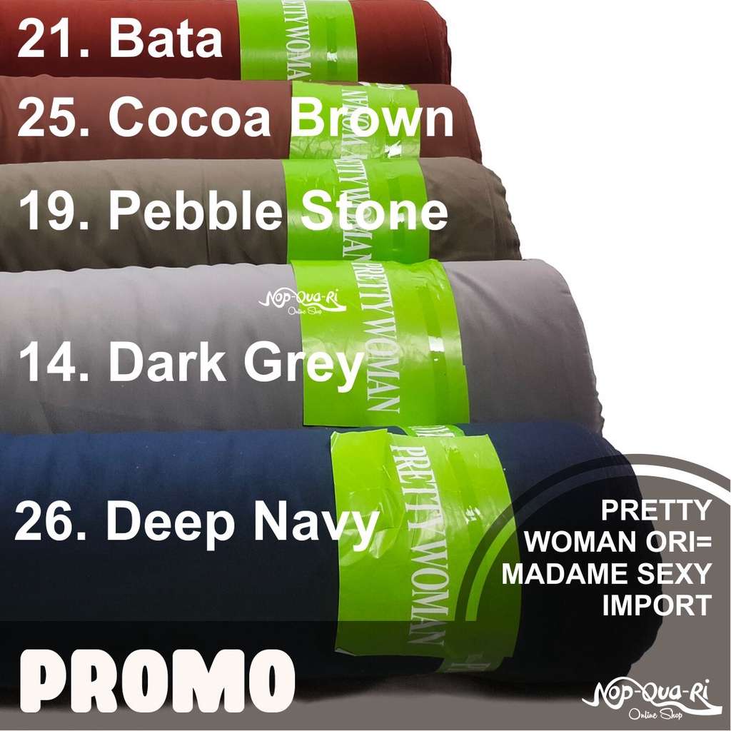 Kain Premium PrettyWoman Warna Polos Stretch #1 - Per 0,5m Panjang bahan gamis adem jatuh