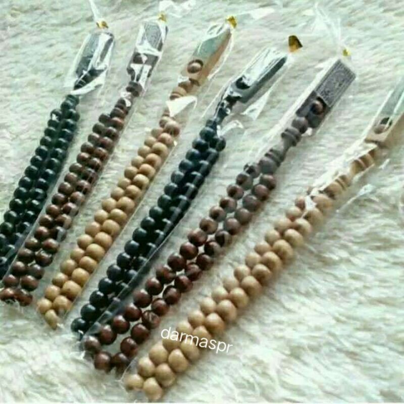 Souvenir Tasbih Kayu Plat 33 Kemasan Plastik GRATIS KARTU UCAPAN TERIMAKASIH isi 100pcs