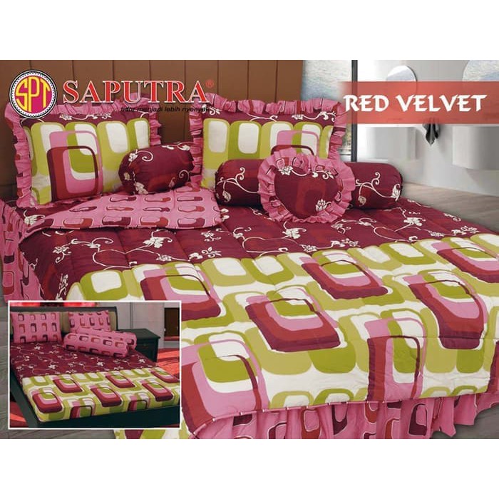 Bed Cover Set Sprei Rumbai Saputra 160 x 200 Red Velvet