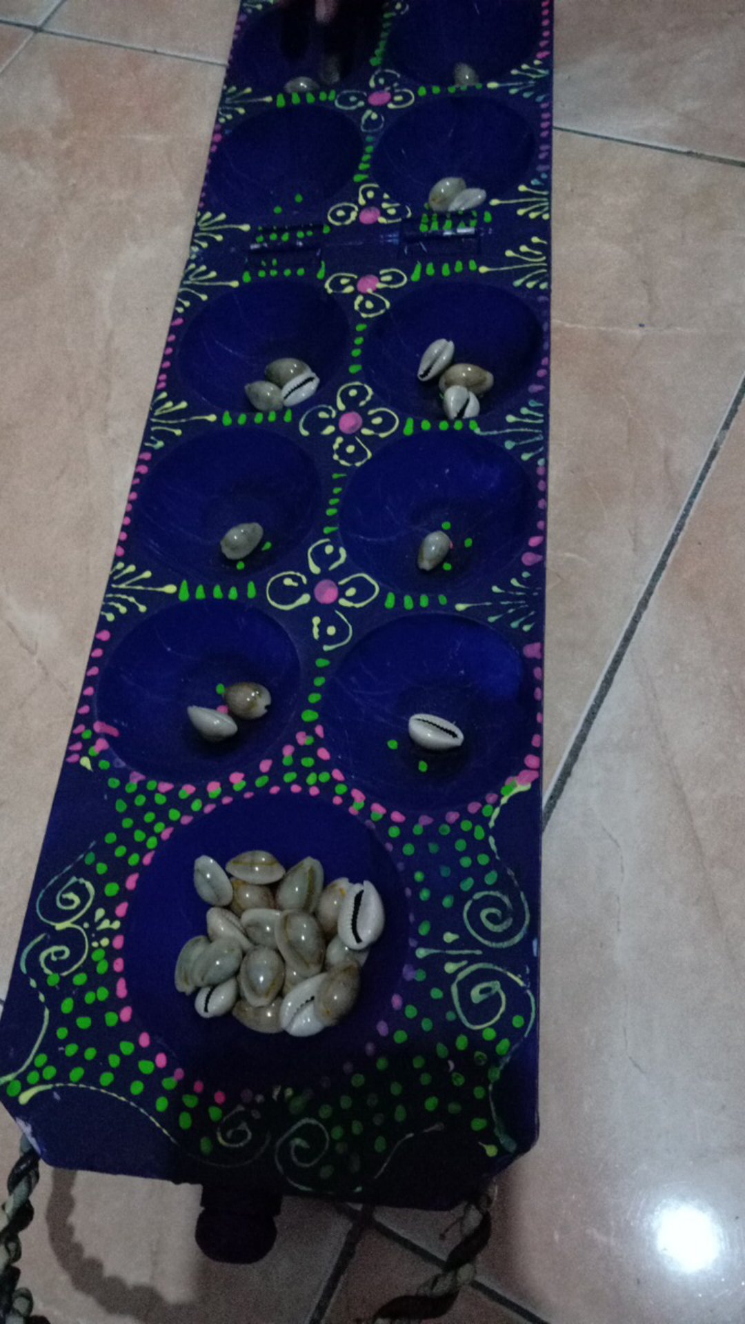 Congklak Kayu Lipat Motif Batik Plus Kerang Dakon Congkak Mokaota/mainan Anak / Tradisional