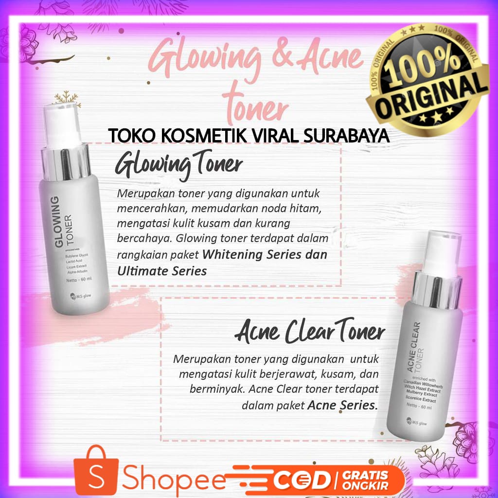 TONER GLOWING MS GLOW/ACNE TONER MS GLOW ORIGINAL 100%