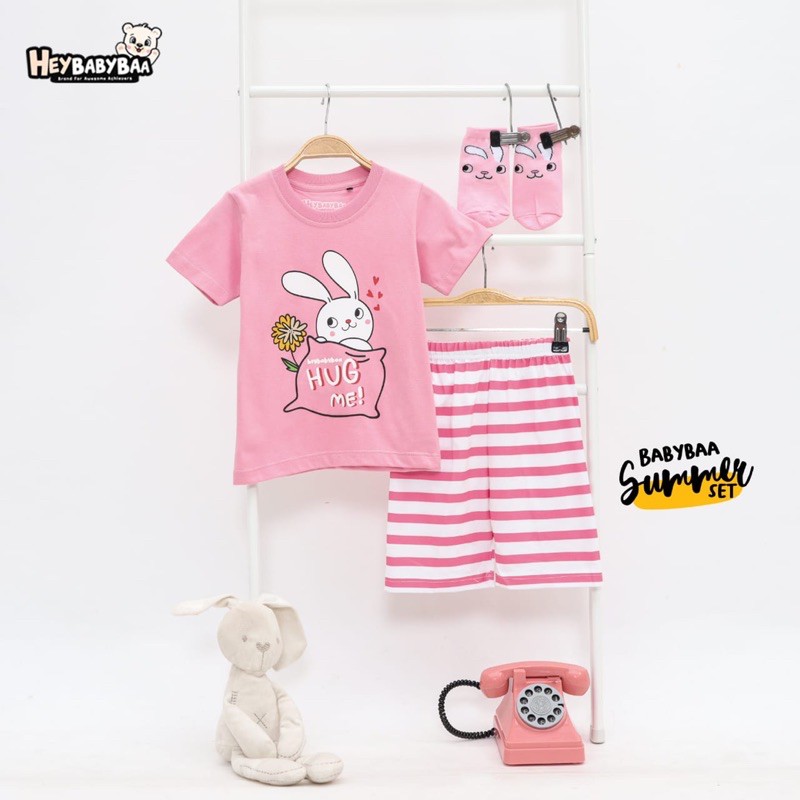 Setelan Bayi Summer Set Hey Baby Baa