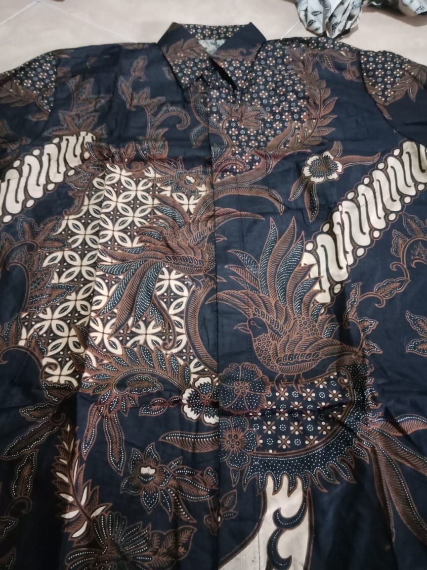 Kemeja Batik Pria Lengan Panjang Size M L Xl Xxl  Bswart Batik Hrb026 Kenongo Hem Panjang Pad