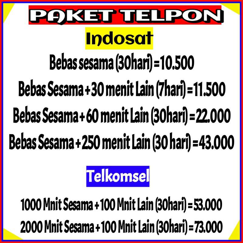 [MURAH BGT] Paket Telepon Indosat Ooredoo dan Telkomsel Nelpon Murah Sesama + Semua Operator