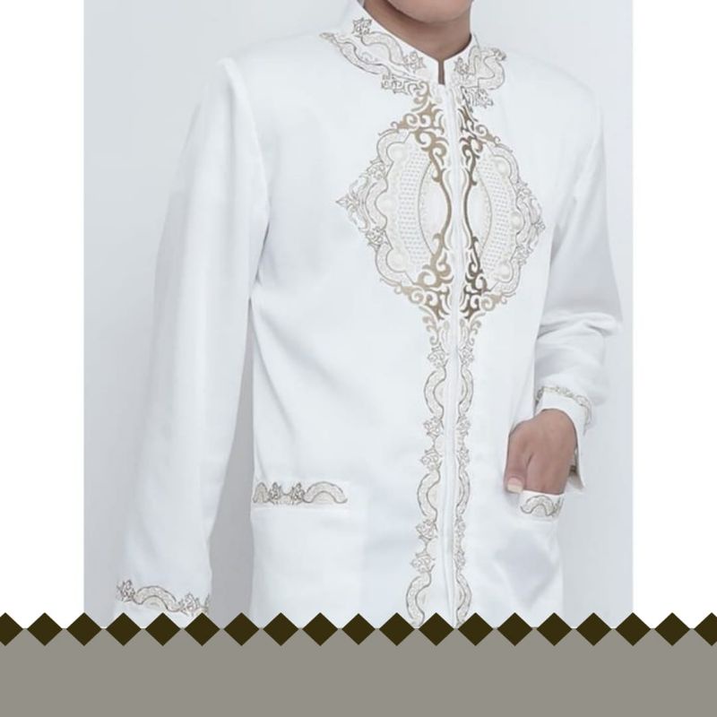 Jasko Jas Koko Bordir Tasikmalaya Muslim Pria Dewasa Premium Murah Motif Baru Putih