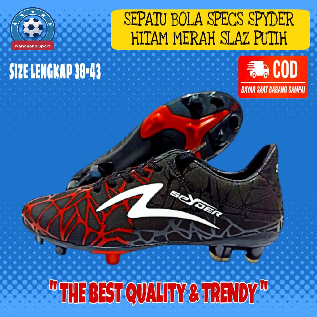 SEPATU SEPAK BOLA SPECS SPYDER HITAM MERAH OLAHRAGA PRIA SPORT TERBARU MURAH ORIGINAL