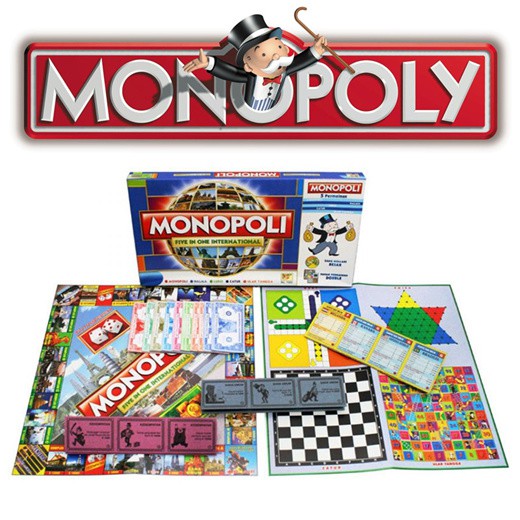 Monopoly 4 in 1 International ( Monopoli,Halma ,Catur Ular tangga, Ludo )