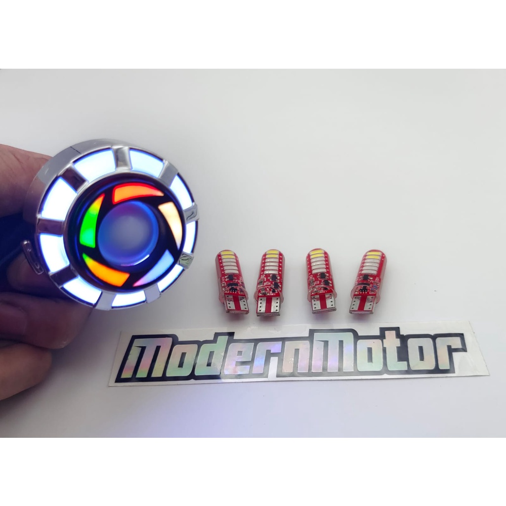 Paket Lampu motor Lampu Stop Projie Running Plus 4pcs Sen Jelly 7warna RGB