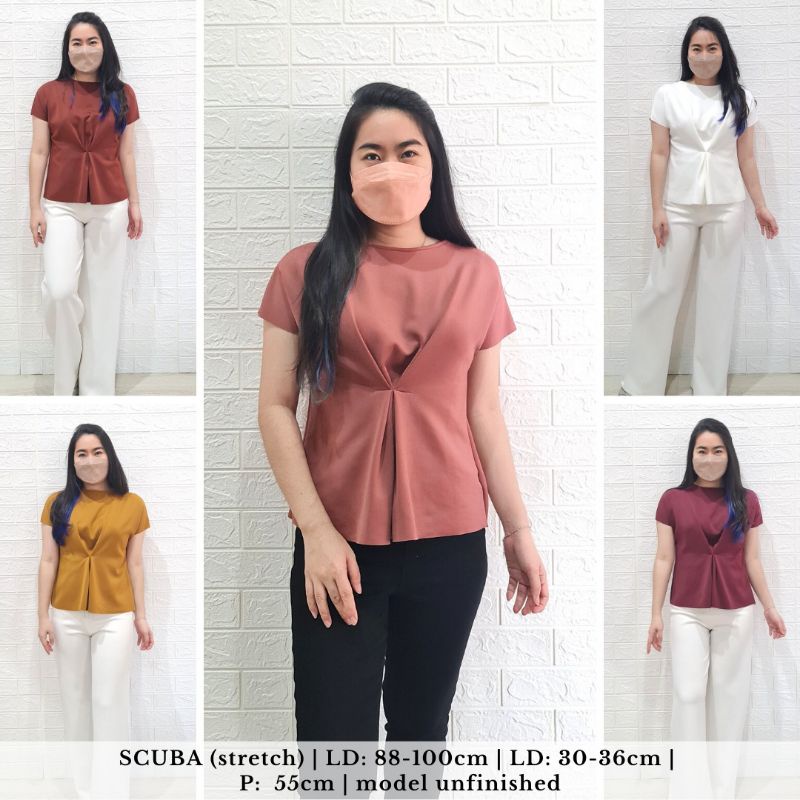 blouse polos scuba serut tengah  fag2749 BASIC SHERIN TOP
