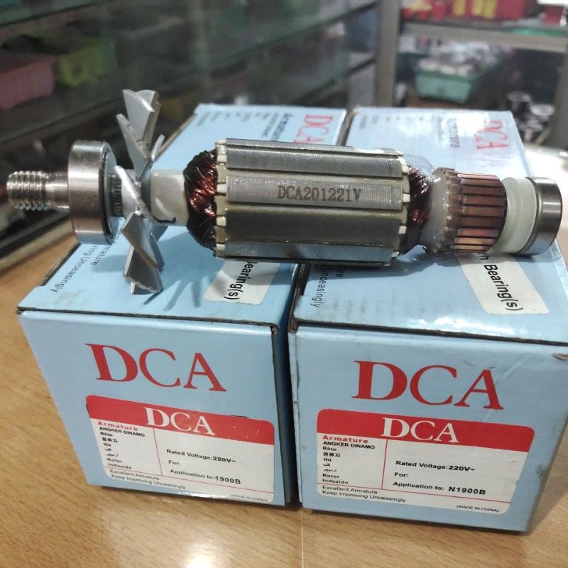 1 Paket Angker N 1900B DCA ➕ 2 Bearings Depan Belakang | Armature / Rotor mesin Tangan Planner / Sug