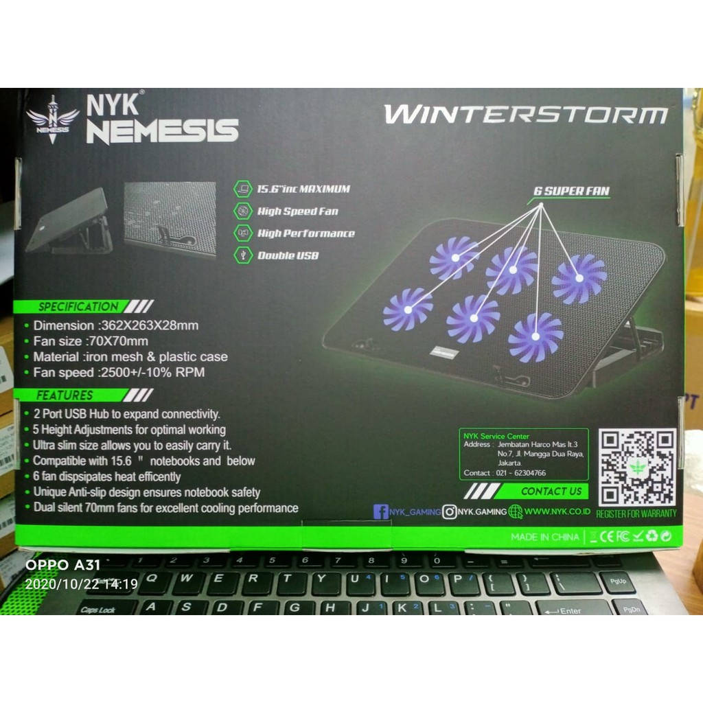 NYK X3 Winterstorm Gaming Cooling Pad Laptop 6 Fan coller laptop