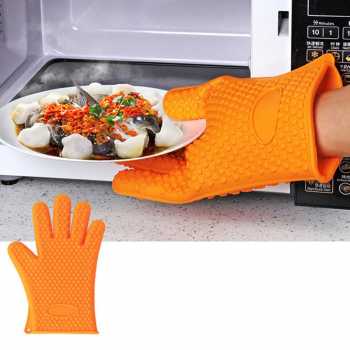 [1 PCS] Sarung Tangan Silikon Anti Panas Heat Resistance Kitchen Glove / Sarung Tangan untuk Masak Oven Cuci Piring Bahan Silikon Food Grade Anti Slip Lembut Tebal Tahan Panas Nyaman Aman / Rubber Gloves Sarung Pelindung Tangan Masak Termurah Berkualitas