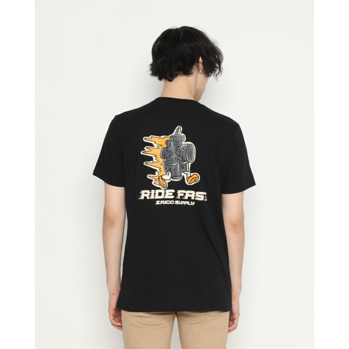 Kaos Unisex Erigo T-Shirt Fast Supply Cotton Combed Black