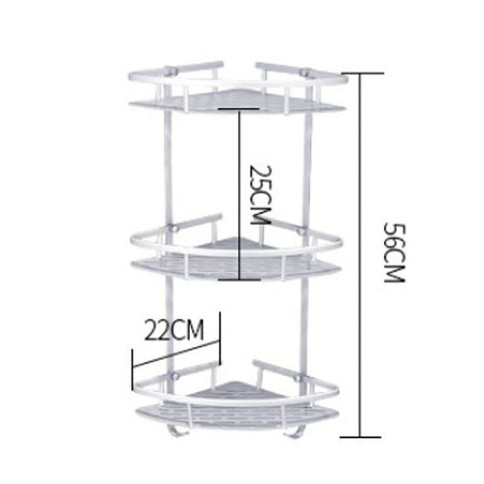 RAK SUDUT 3 SUSUN ALUMINUM KAMAR MANDI RAK TOILET TEMPAT SABUN