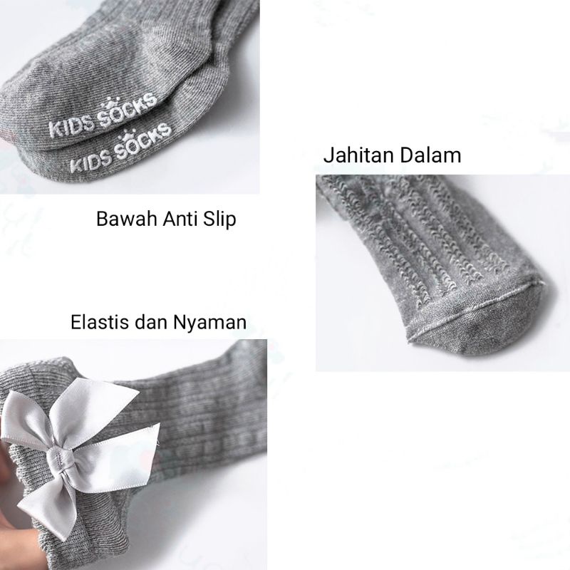 Kaos Kaki Bayi Panjang Pita Kaos Kaki Anak Perempuan Anti Slip Kaos Kaki Lucu