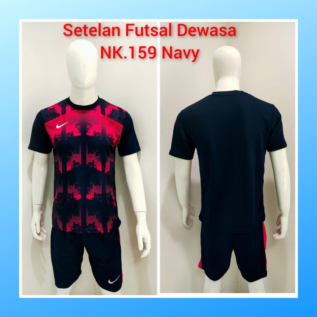 jersey futsal pria kaos sepak bola baju dan celana setelan wanita dewasa t-shirt outfit seragam jarsey kostum olahraga pakaian apparel print sport jersy soccer casual jersi suit NK159 navy