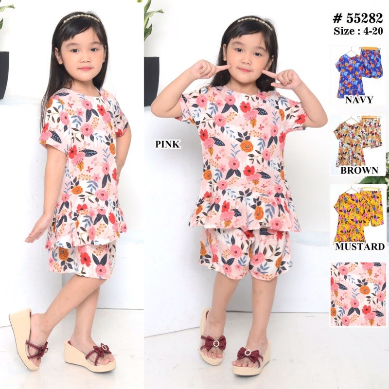 Stelan anak Peplum Cotton Katun Rayon Import Premium Kids Catherine (Tie Dye) 55282 Slebew