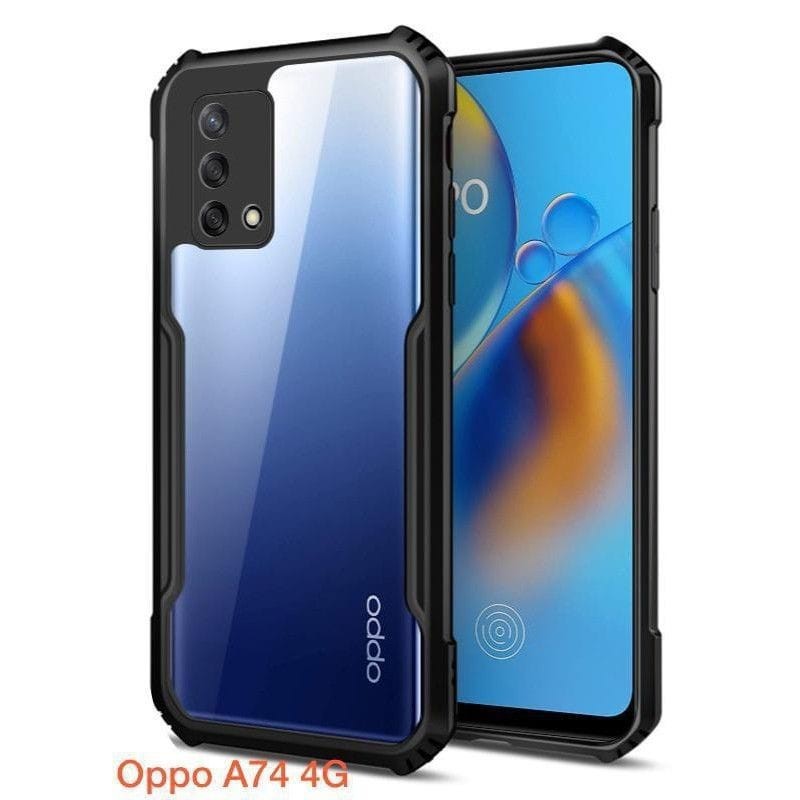 Anti Shocking Oppo A74 4G F19 6.43 Inchi Hardcase List Hitam Acrylic Case