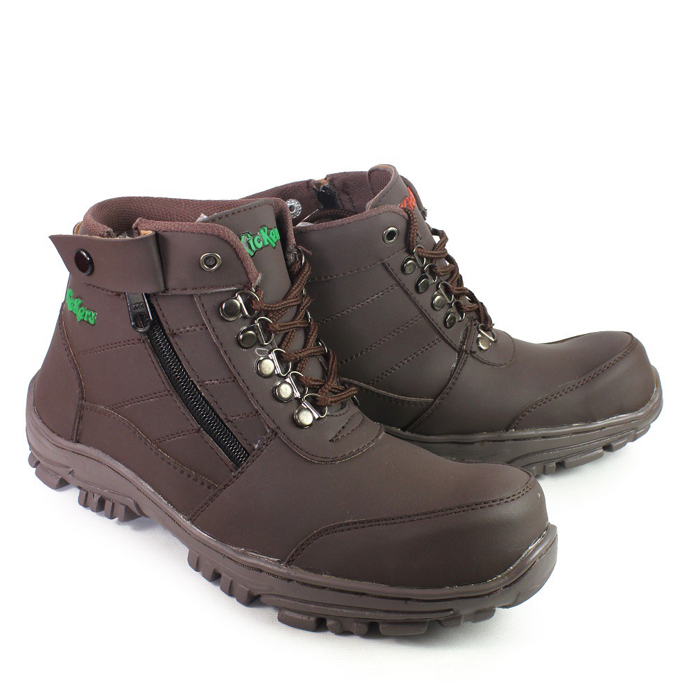 MS SHOP - TERMURAH - Boots Safety Cowok Kickers Morisey Coklat Sepatu Gunung Pria Bots Hiking Gaya