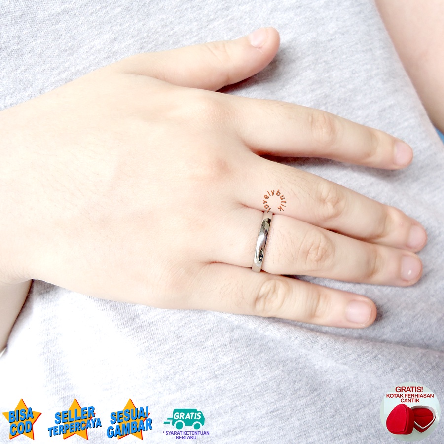 Lovelybutik Cincin Couple Tunangan Titanium Antikarat Anemone Cincin Titanium Wanita Pria Bonus Kotak Perhiasan