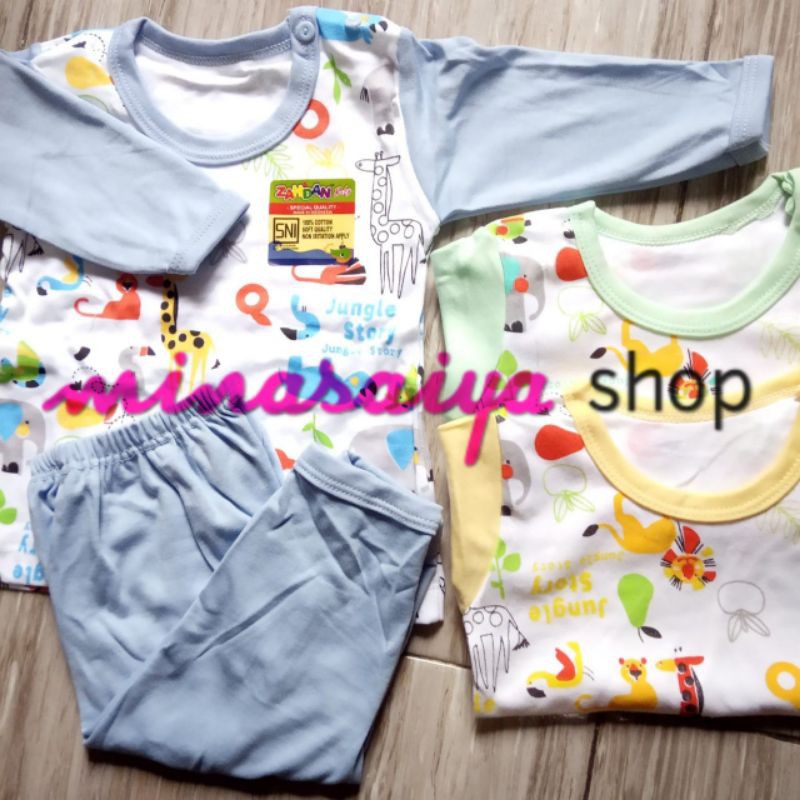 ZAHDAN Setelan Bayi SNI Lengan Panjang / Piyama Motif Kancing Pundak