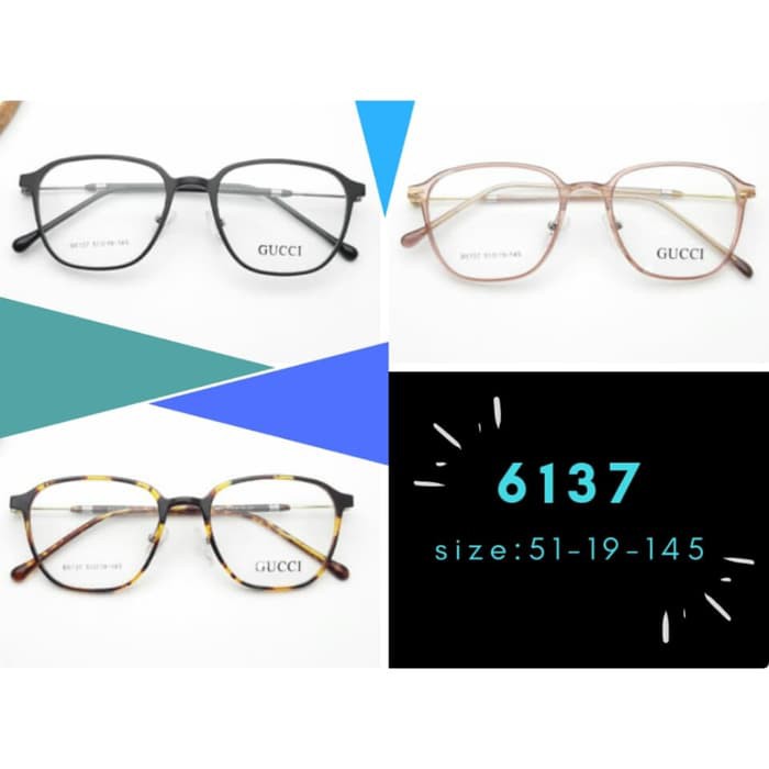 frame kacamata fashion 6137 paket Lensa minus - Hitam