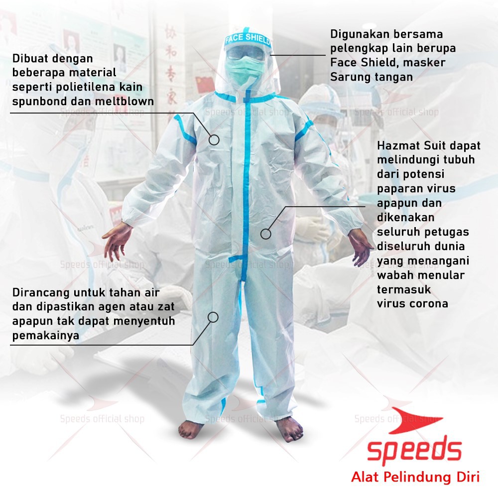 SPEEDS Baju APD / Baju Hazmat Cover Mask Bagi Tenaga Medis Untuk Corona