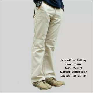  Celana  Pria  Chino Cutbray  Bahan  Cotton Twill Stretch Melar 