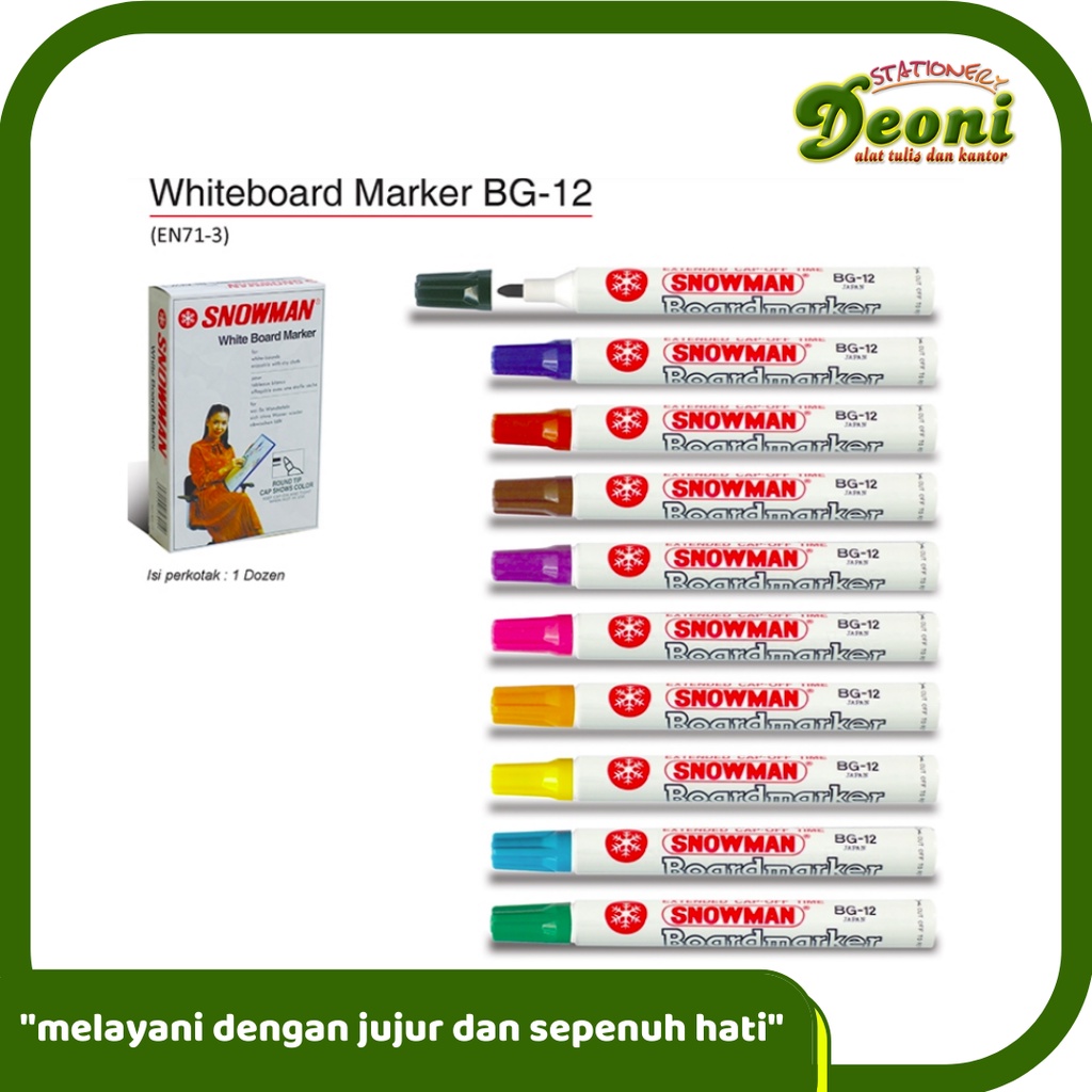

SNOWMAN BG 12 White Board Marker Warna 1 Pack isi 12 Pcs