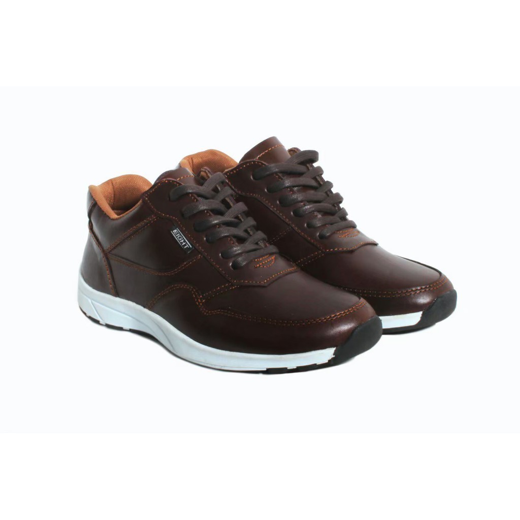CRS CYRE - Sepatu Sneakers Kulit Pria Putih Hitam Coklat Leather Sneakers Men Casual Santai Hangout