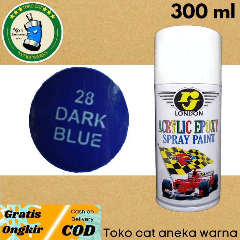 CAT SEMPROT 300cc RJ LONDON DARK BLUE BIRU DONGKER TUA SPRAY PAINT PILOX PILOK