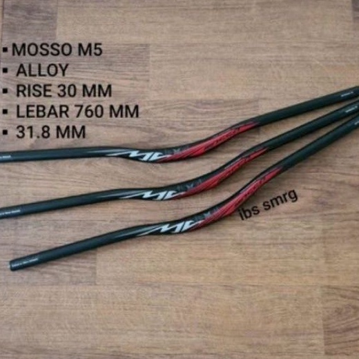 Handlebar Mosso Black Red 07B M5 MTB Panjang 760 x 31.8 MM Riser  30 MM 76 cm 3 cm Bahan Alumunium