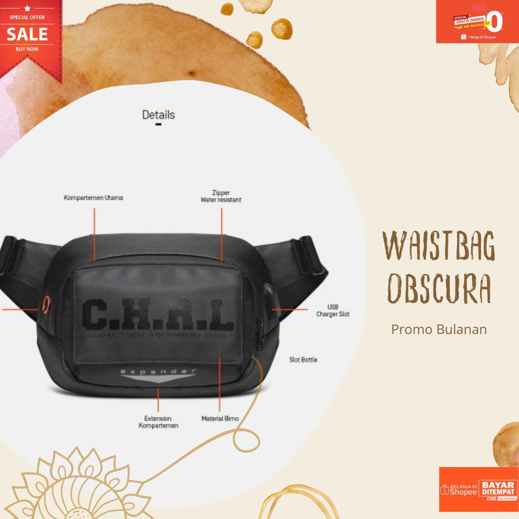Tas Waistbag Pinggang Selempang Distro Kasual Murah Keren // CHORAL VEGAS 2.0 Waistbag Premium[B0F8]