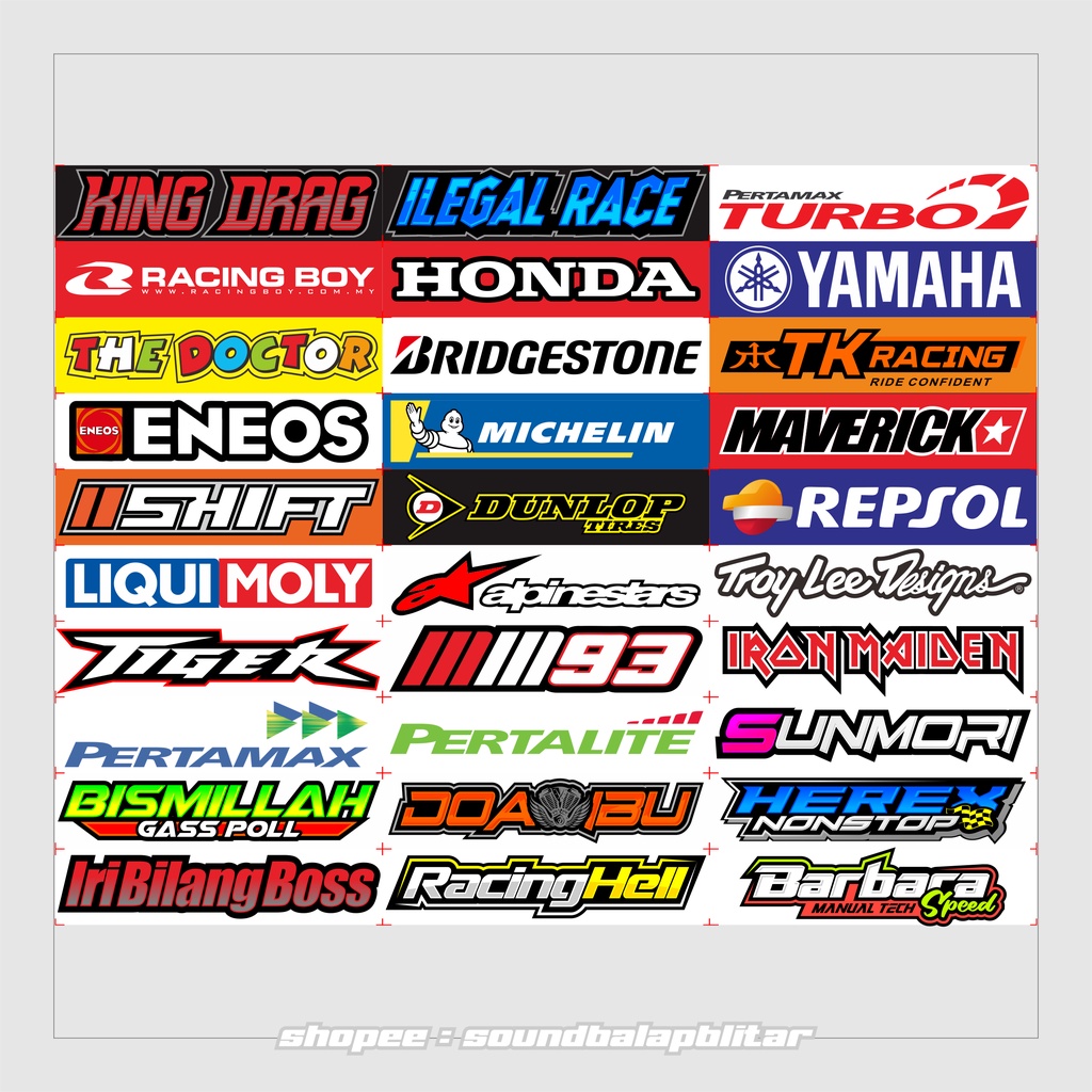 Stiker Racing / Stiker Motor / Sponsor - Isi 27, 29, 30  - RCB racing start ohlins  honda gank