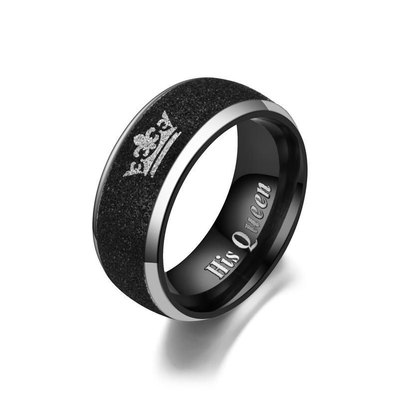 Cincin Bahan Stainless Steel Aksen Mutiara Warna Hitam Gaya Eropa Dan Amerika