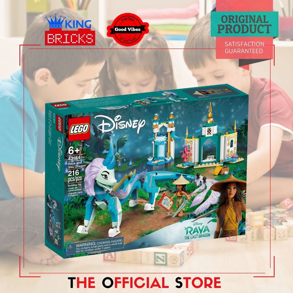 LEGO Original DISNEY 43184 Raya and Sisu Dragon - Mainan Anak Perempuan Film Istana Naga