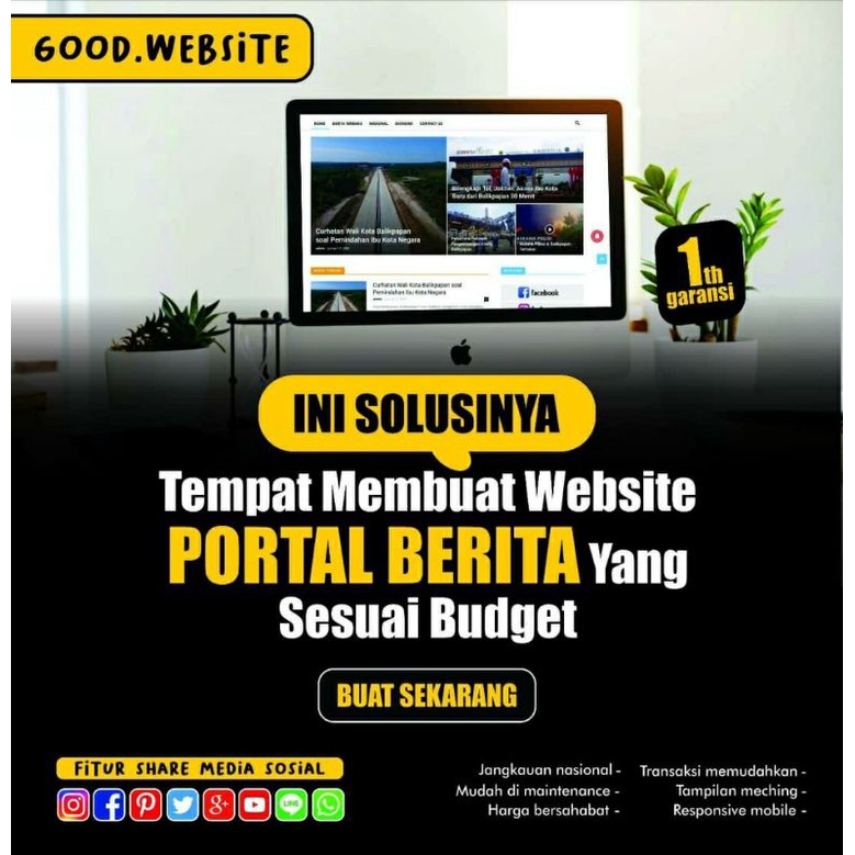 Paket Website Portal Berita + Fitur Share Sosmed