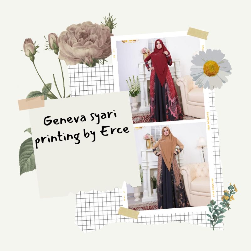 Gamis terbaru/ Gamis syari printing/ Geneva syari printing by Erce (READY)