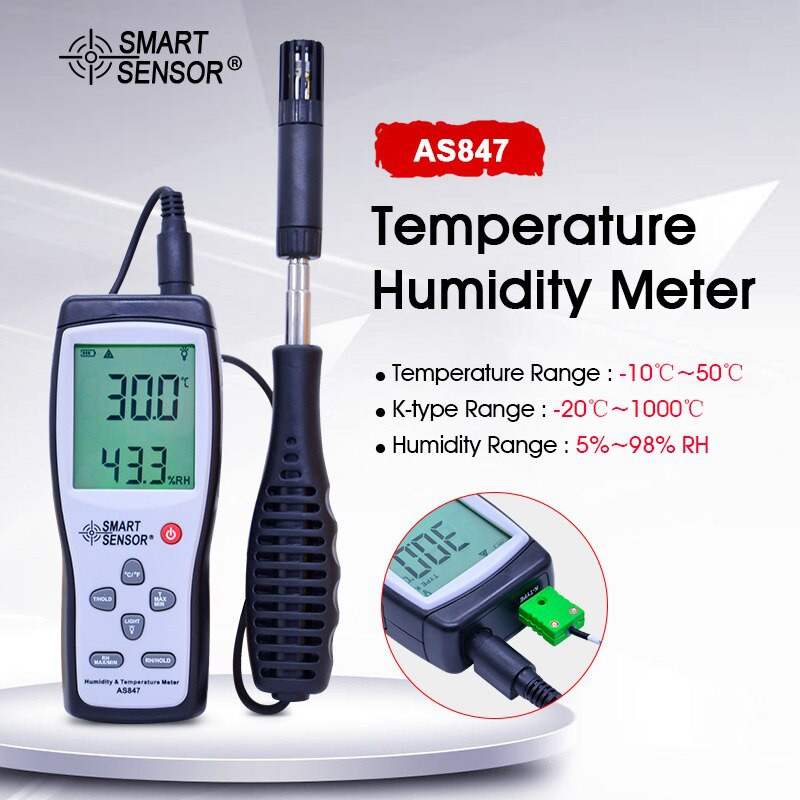 Humidity Temperature Meter Smart Sensor AS847 Hygrometer Thermometer Suhu Kelembaban