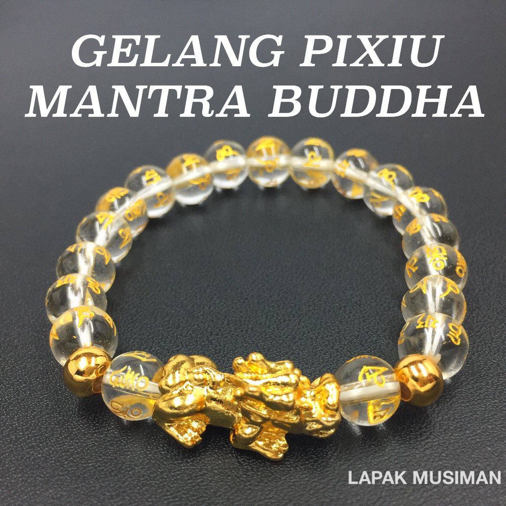 [Bayar di Tempat] Gelang Pria Wanita Batu Kristal Mantra BUddha Kombinasi Pixiu