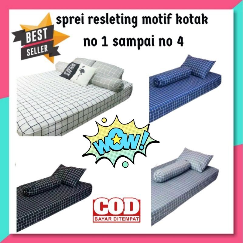 Sarung Urung Kasur Busa Sprei Resleting Harga Murah Terlaris Motif Kotak Ukuran No 1 2 3 4 180x200 1