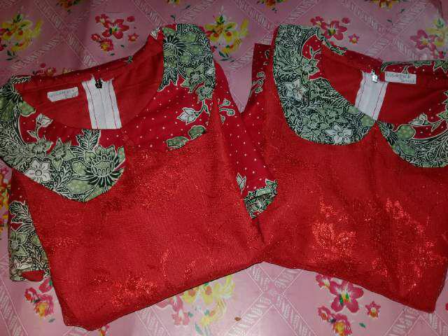 Qnunbatik Sarimbit Couple Batik Anak Terusan/dress/hem Kemeja Melati Dasar Warna