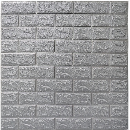 (COD)3D Wallpaper Dinding Foam Motif Batu Bata Wall foam Stiker 3D Dekorasi Kamar Rumah Dekorasi Dinding Kamar Murah-ZW-5 perak