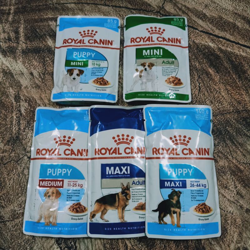 Royal Canin mini puppy,adult/medium/Maxi wet Pounch 85-140gr/RC makanan anjing saset basah