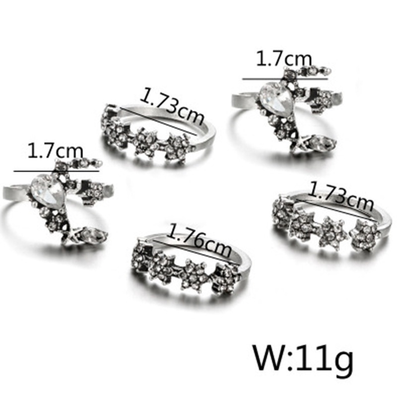 Set Cincin Berlian Bahan Stainless Gaya Bohemian Untuk Wanita