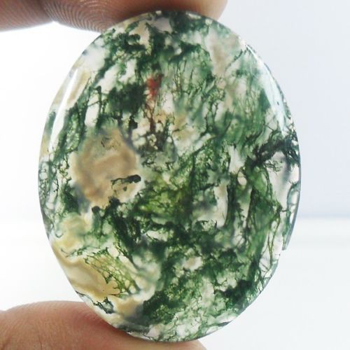 AG097 Oval Cabochon Natural Seaweed Moss Agate 63Ct