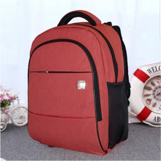 Tas Ransel Laptop 14 inc Cewek Cowok Kanvas Cloting