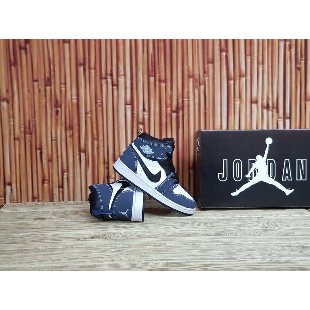 MEGA SALE 9.9 NIKE AIR JORDAN 1 MID BLACK NAVY FASHION KIDS UNISEX SIZE 24-35